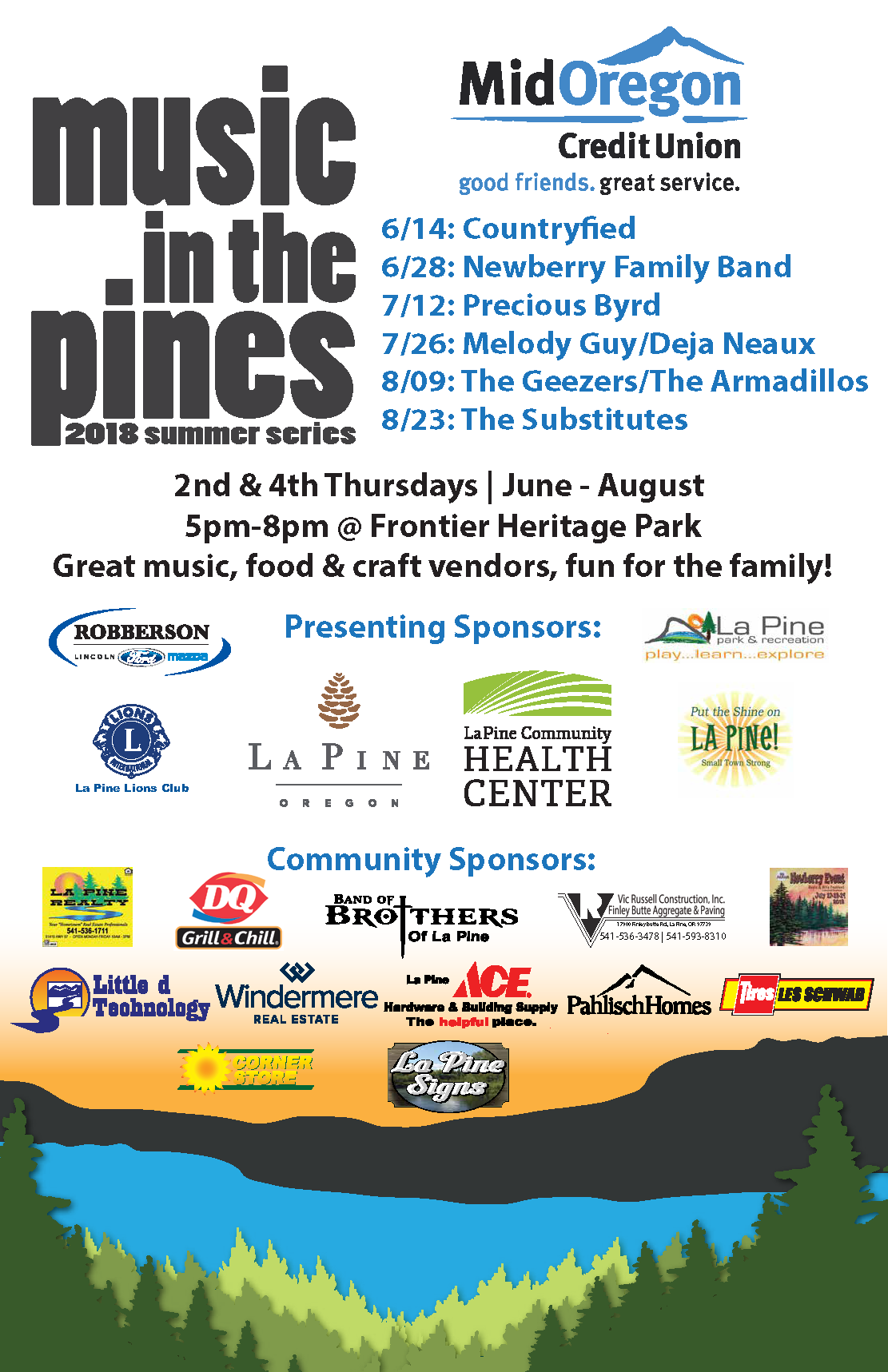 Music in the Pines 2018 Summer Series City of La Pine Oregon